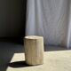 White oval petrified wood side table H38 D28 - 3335