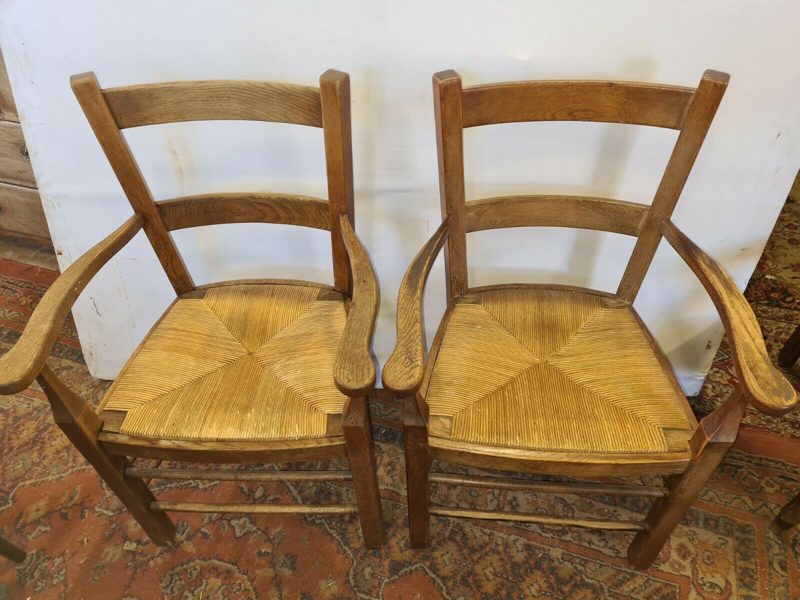 Oak mulched armchairs