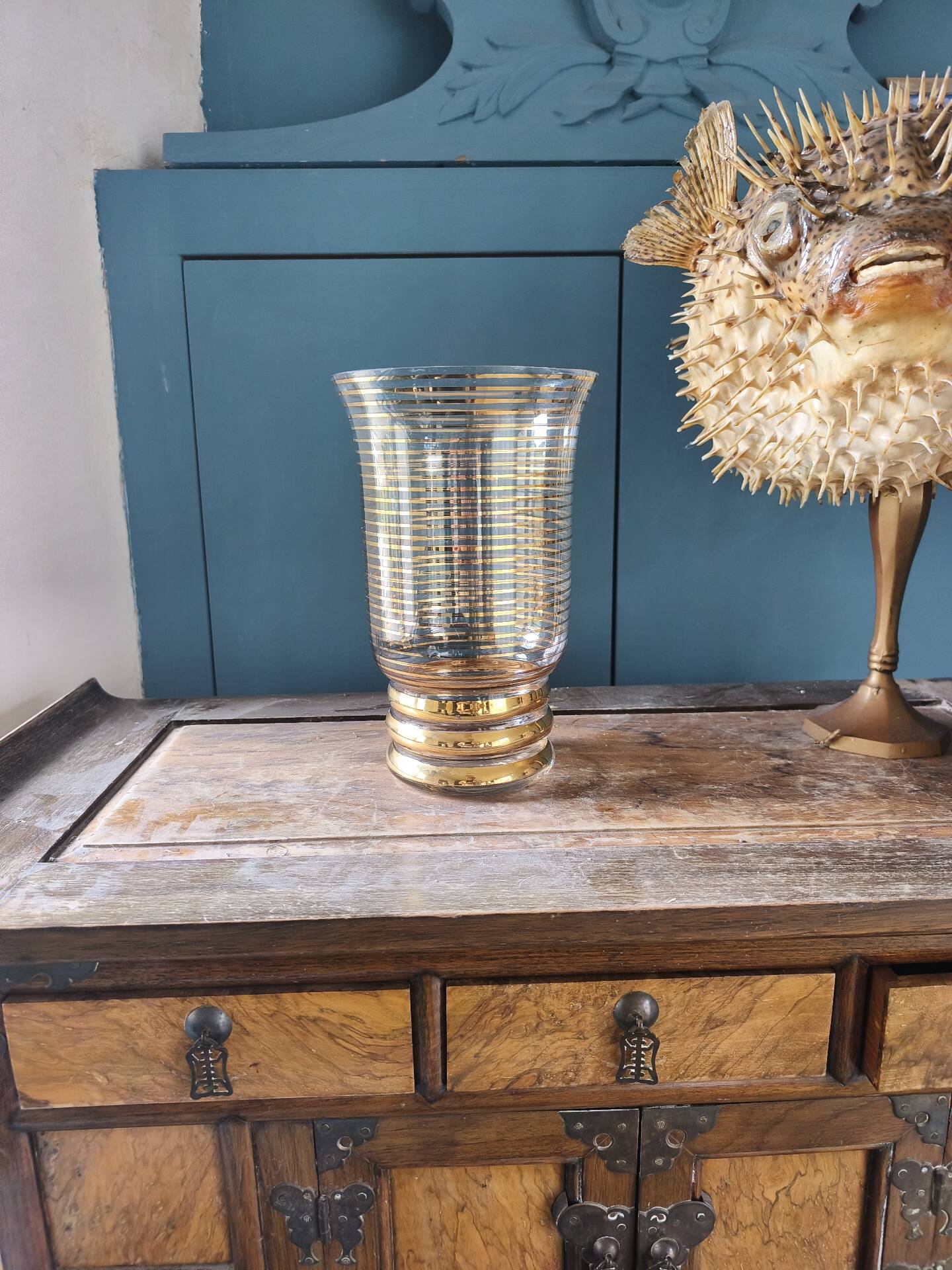 Vintage gold glass vase