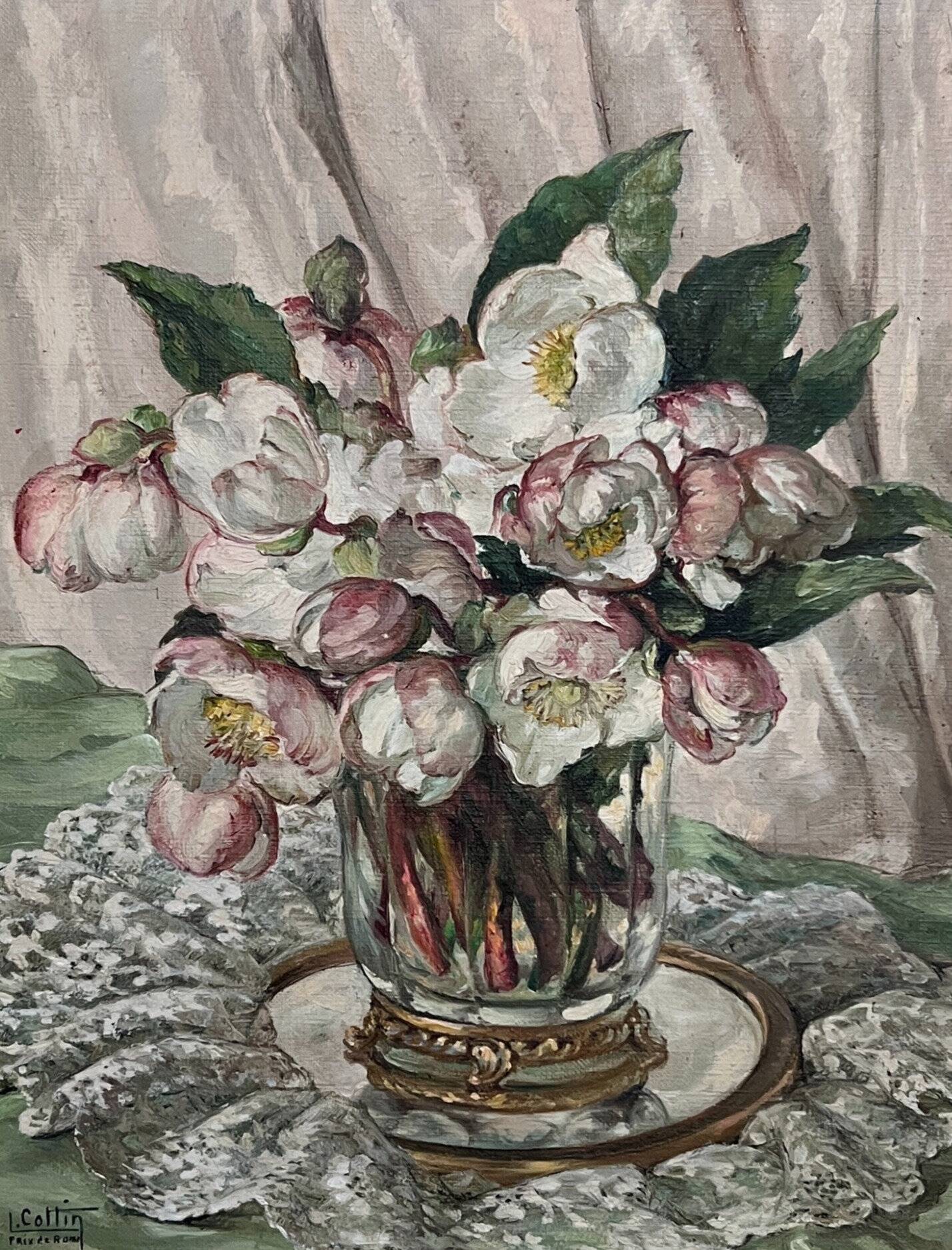 Painting Bouquet of Roses by Louise Cottin (1907-1974)