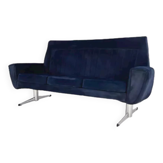 Scandinavian style sofa from the 50s - 60s in blue fabric and base