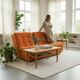 Set of orange lounge chairs, space age style, corduroy