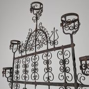 Spanish Wrought Iron Fireplace Screen Candelabra, Arts and Crafts, 1880s