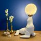 Vintage seal lamp in white ceramic and opaline.