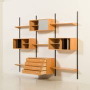 Rare Kai Kristiansen 3 bay wall unit in beech, 1970s