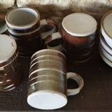 5 tasses à café en grès vintage
