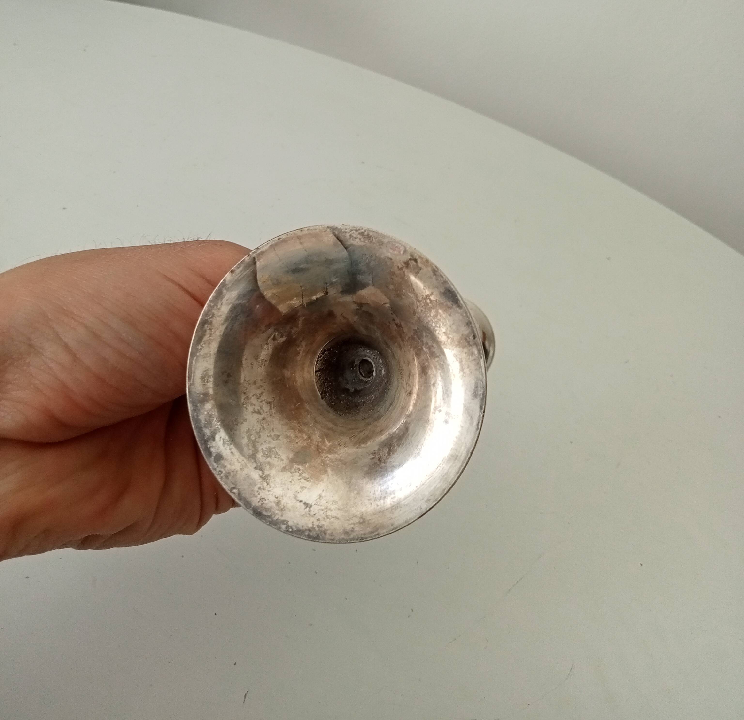 Vintage silver metal candle holder