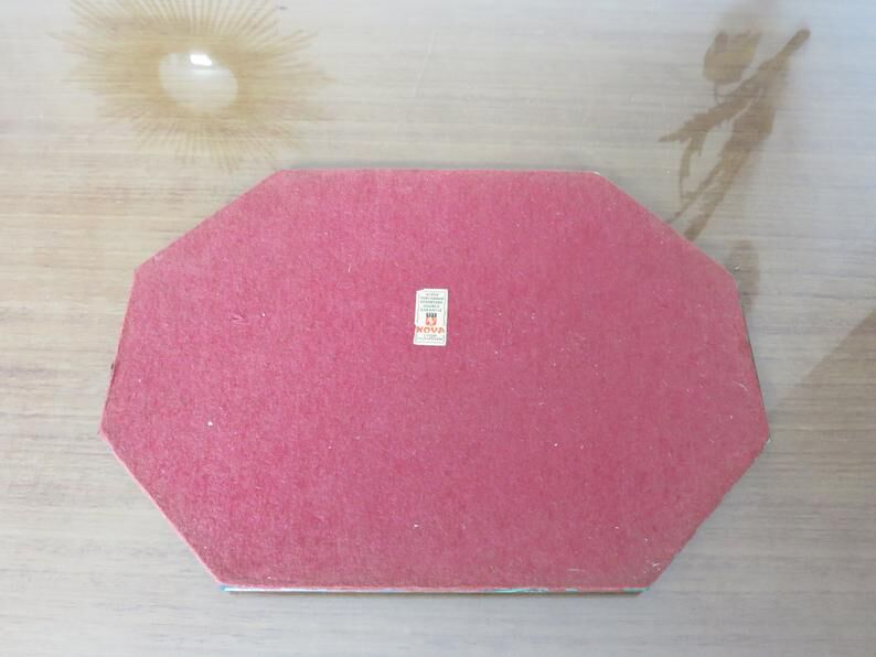 Beveled octagonal mirror, Saint Gobain, Art Deco 40s 50s