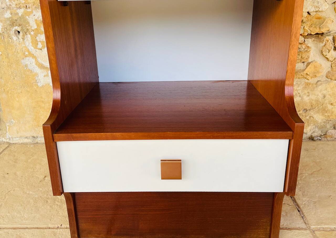 Vintage teak storage unit with shelves and drawer circa 1970s