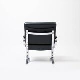 Lounge chair in green leather and chrome, 1970s