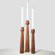 3 Scandinavian teak wood candle holders with brass inserts, Denmark, a