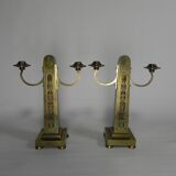 Set of 2 brass Art Nouveau candlesticks, circa 1910