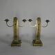 Set of 2 brass Art Nouveau candlesticks, circa 1910