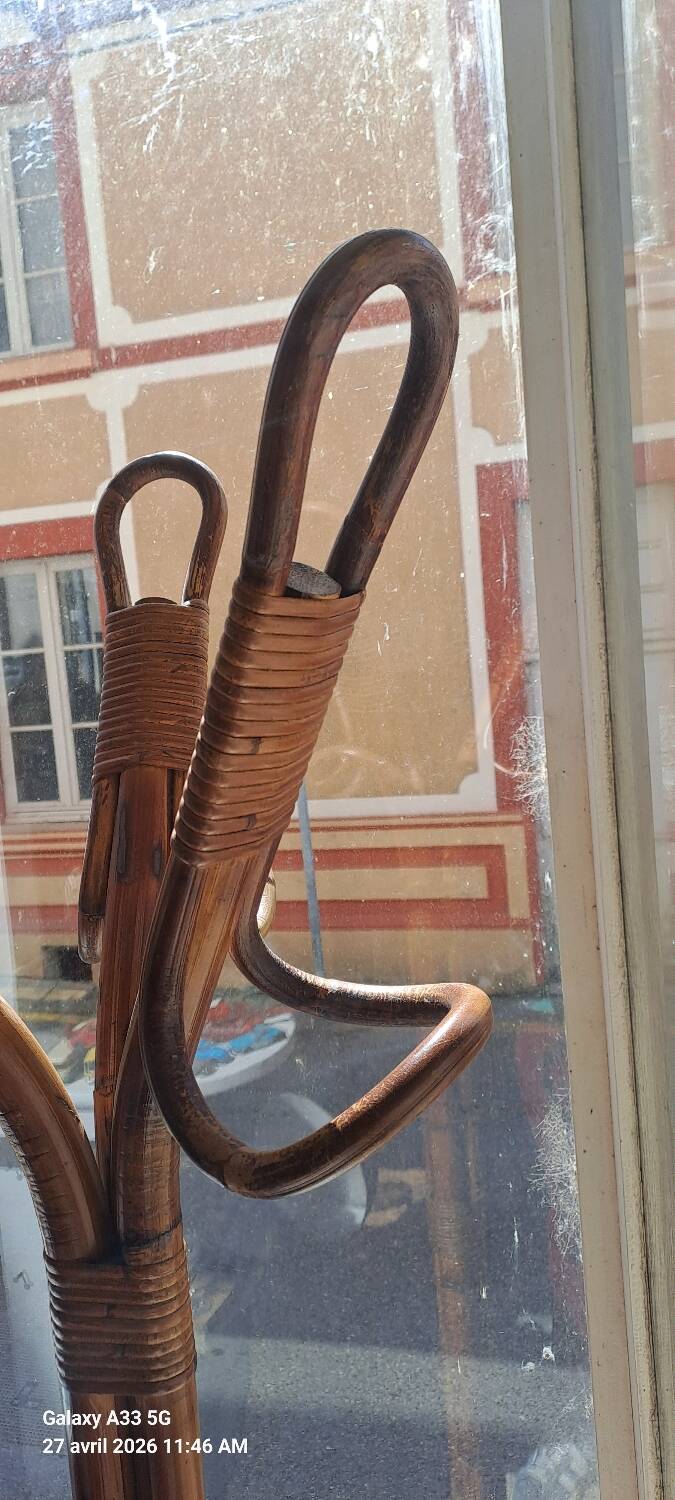 1950s rattan coat rack