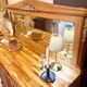 Raw wood sideboard and its mirror