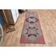 1970s Vintage Turkish Oushak Handmade Wool Cotton Pink Runner Rug 89x279