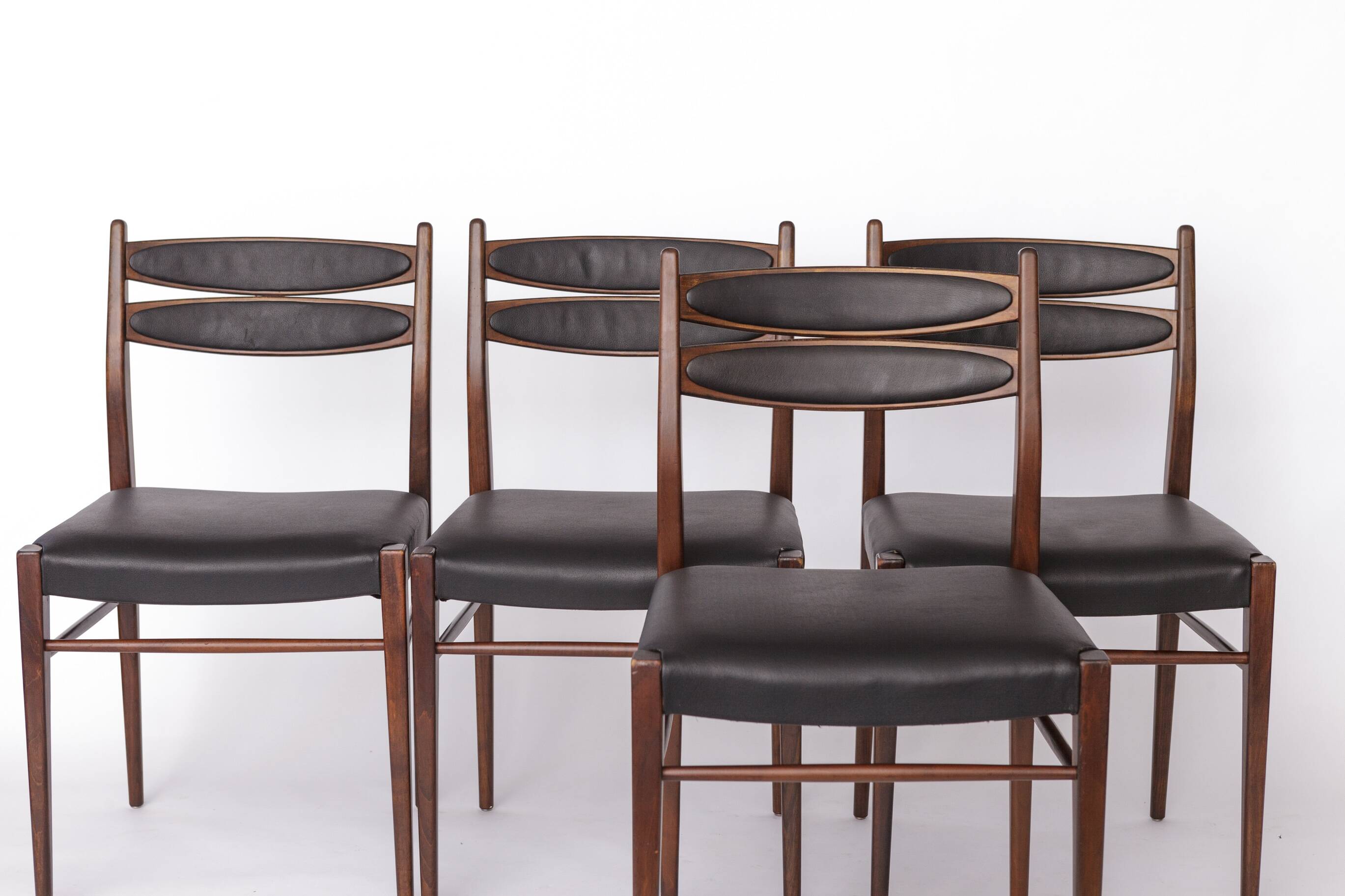Set of 4 Vintage Teak Dining Chairs, 1960s German Mid-Century Modern, Black