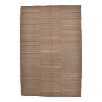 Tapis Kilim tissé main marron café 7x11, 221x331 cm SK 33343