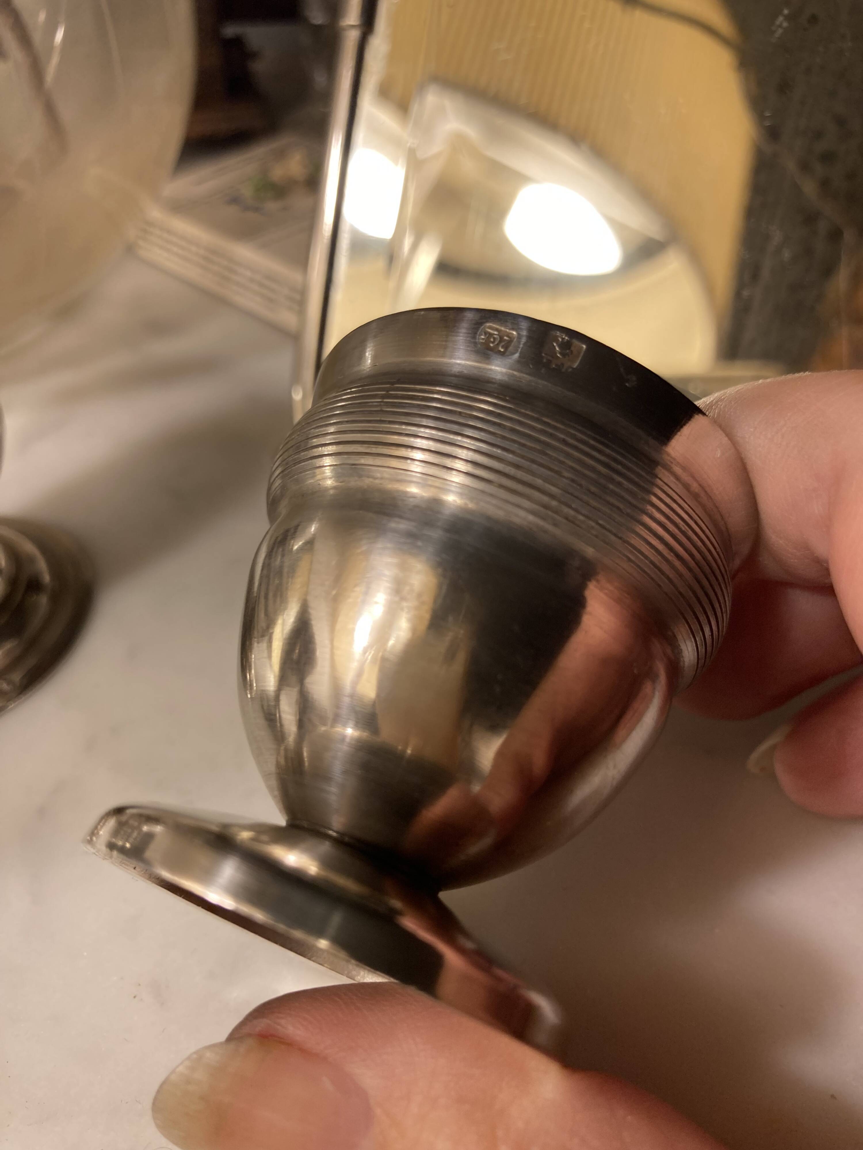 Silver and silver plated egg cup set