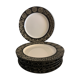 6 black and white dessert plates Scraffito, Habitat Japan, 1970