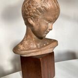 Child's head in terracotta 1920 wooden base