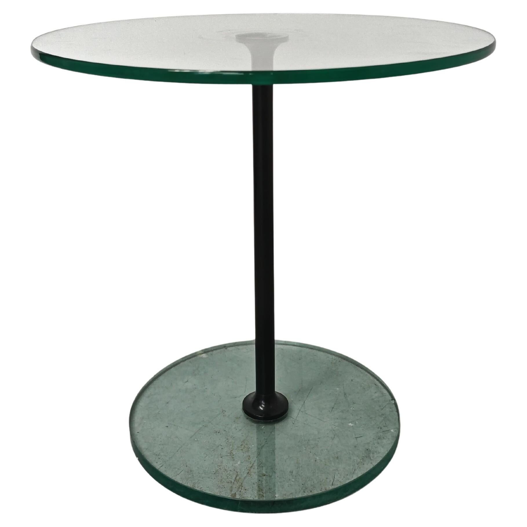 Minimalist round side table in glass by Draenert, 1983