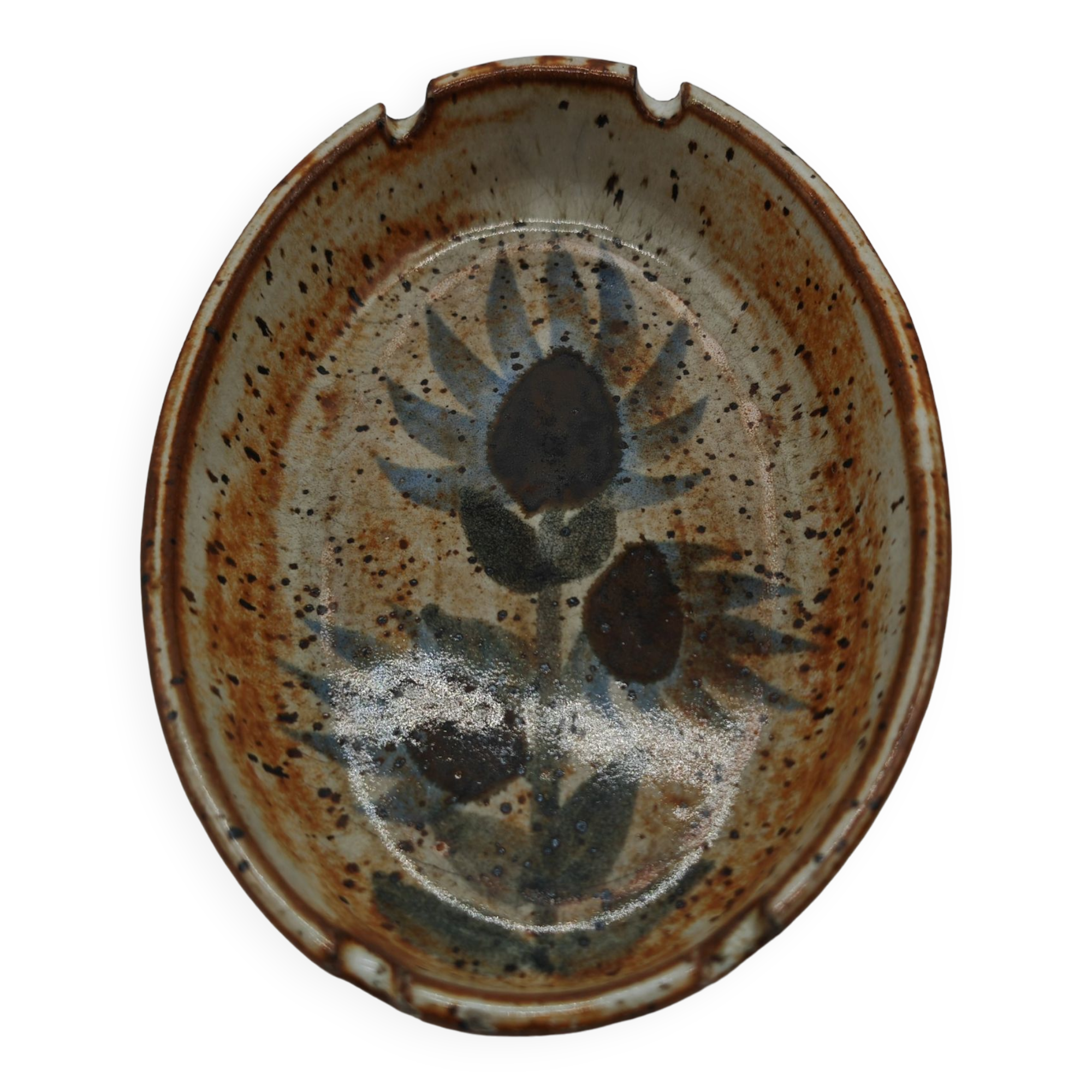 Ravier with pyrite stoneware thistles