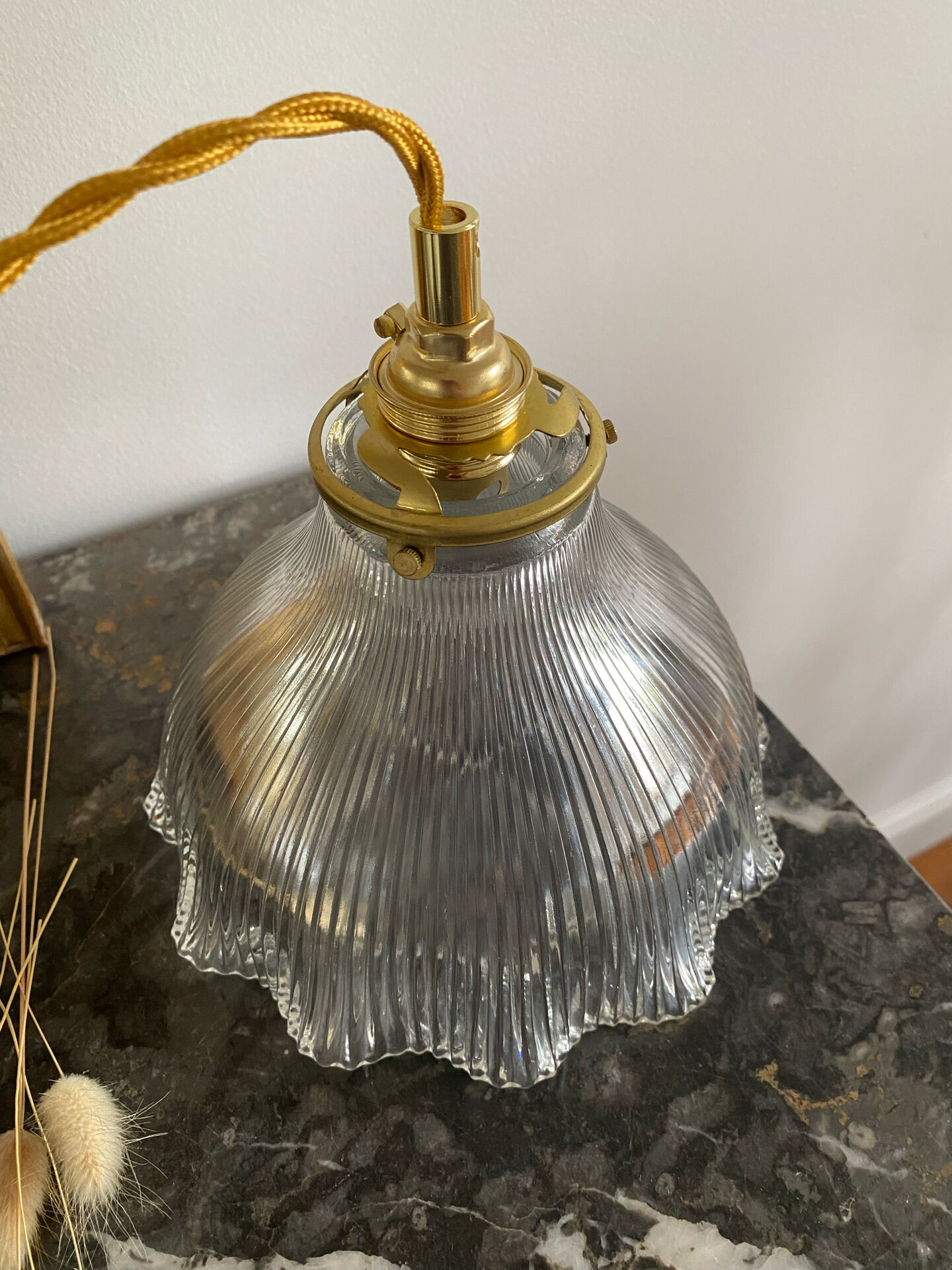 Suspension abat-jour vintage holophane