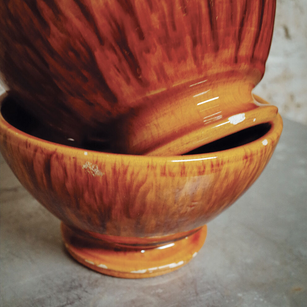 Set of 2 ceramic bowls flamed decoration