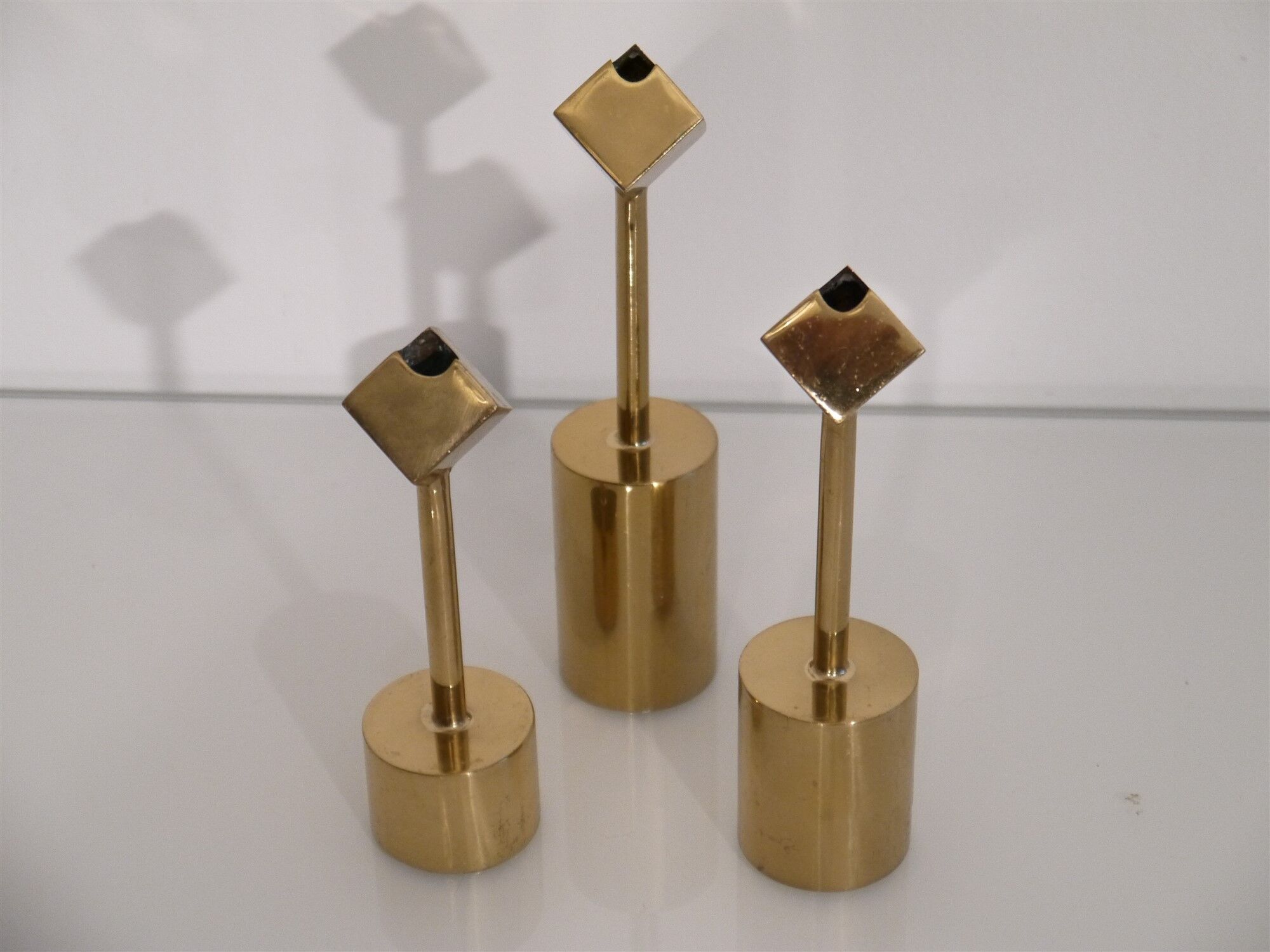 Lot of vintage Scandinavian brass candlesticks