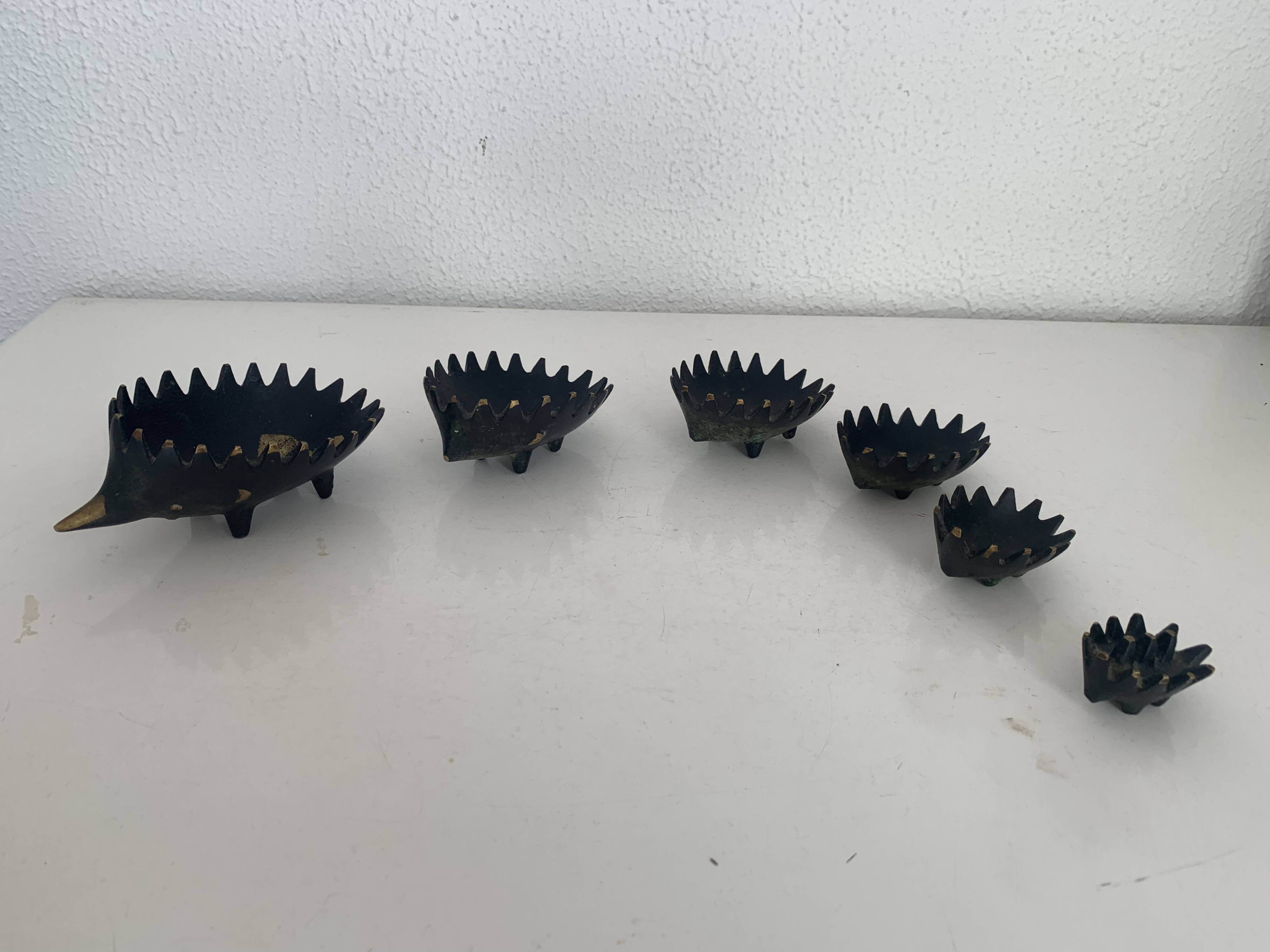 Vintage 1950 hedgehog ashtrays by Walter Bosse for Hertha Baller