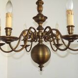 Large Vintage Bronze 6 Light Flemish Chandelier Birds Head Detail 4759