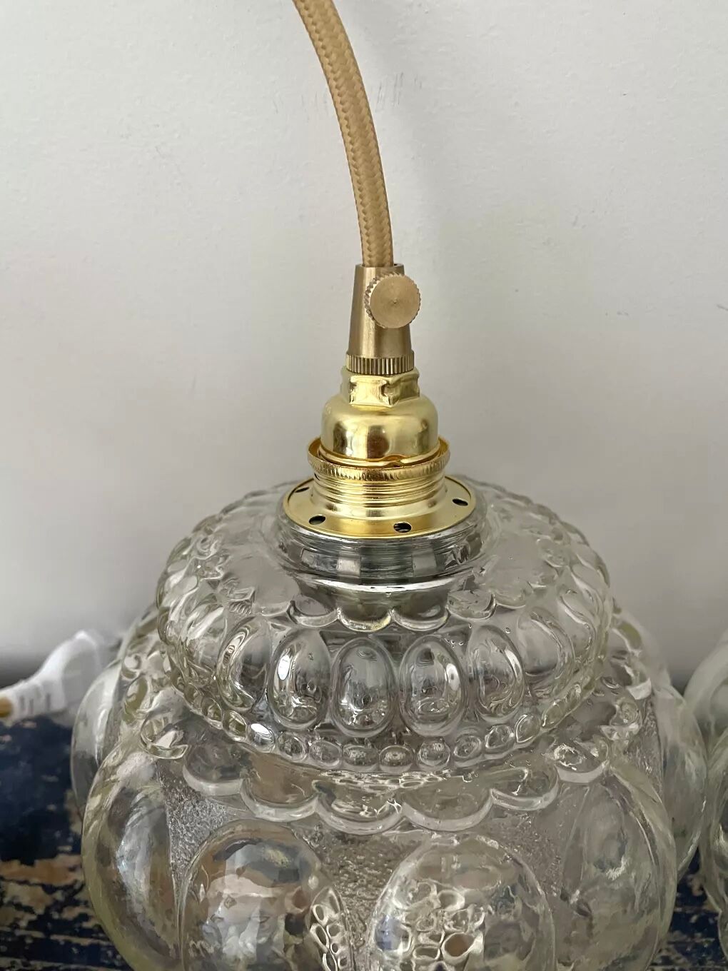 Set of two new electrified bubble globe lamps