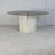 Table de séjour, piètement en pierre et plateau elliptique en verre fumé, Italie, 1970
