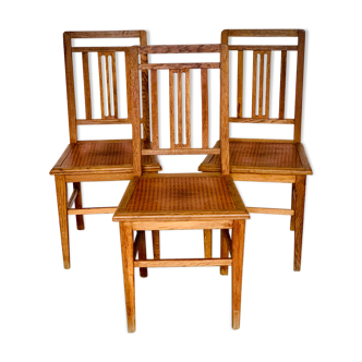 "Reconstruction" chairs 40/50 in oak and trompe l'oeil canning