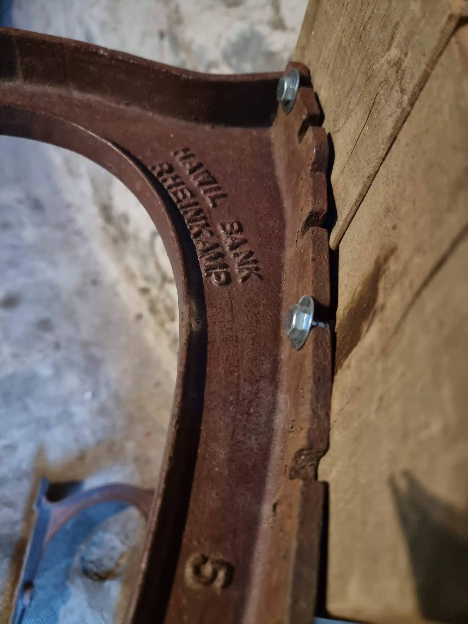 Vintage garden bench – oak and cast iron – from the 1960s
