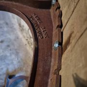 Vintage garden bench – oak and cast iron – from the 1960s
