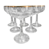 Set of 6 champagne cups in crystal with gilding