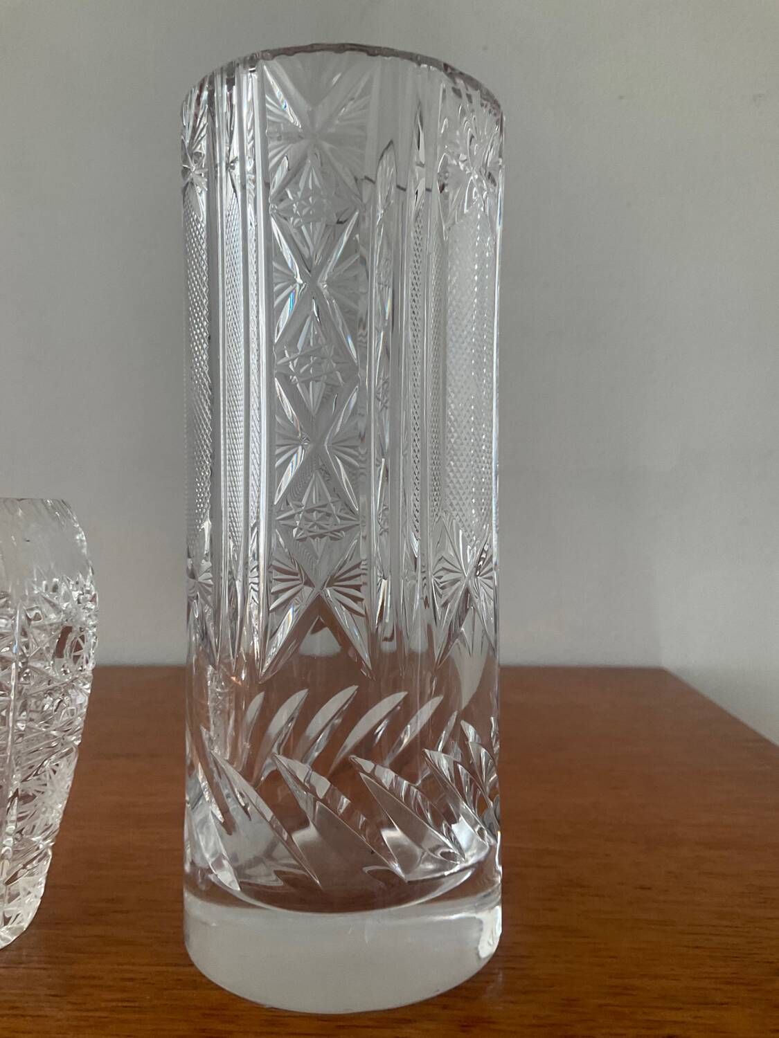Trio of vintage Bohemian crystal vases
