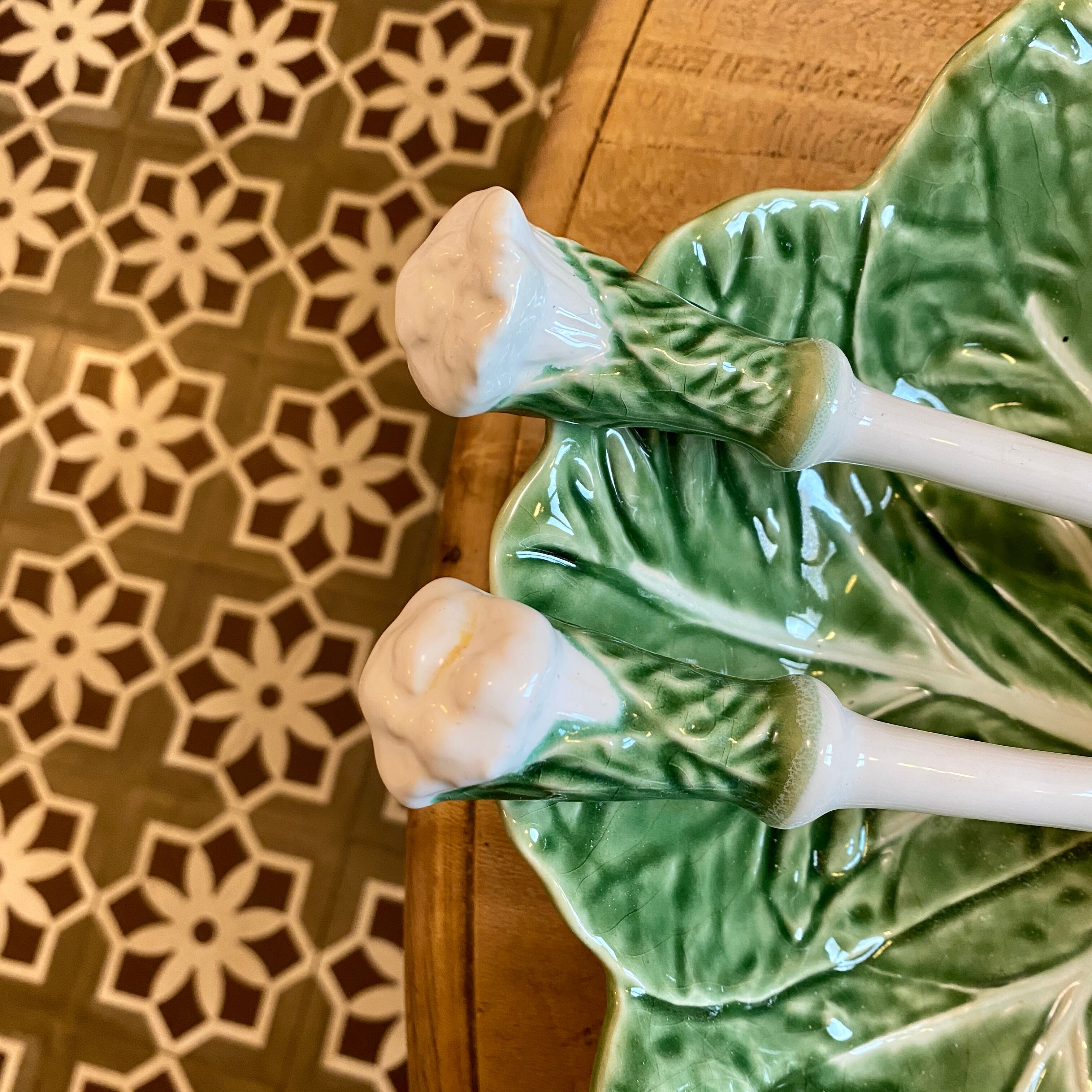 Vintage cabbage bowl and ceramic salad cutlery