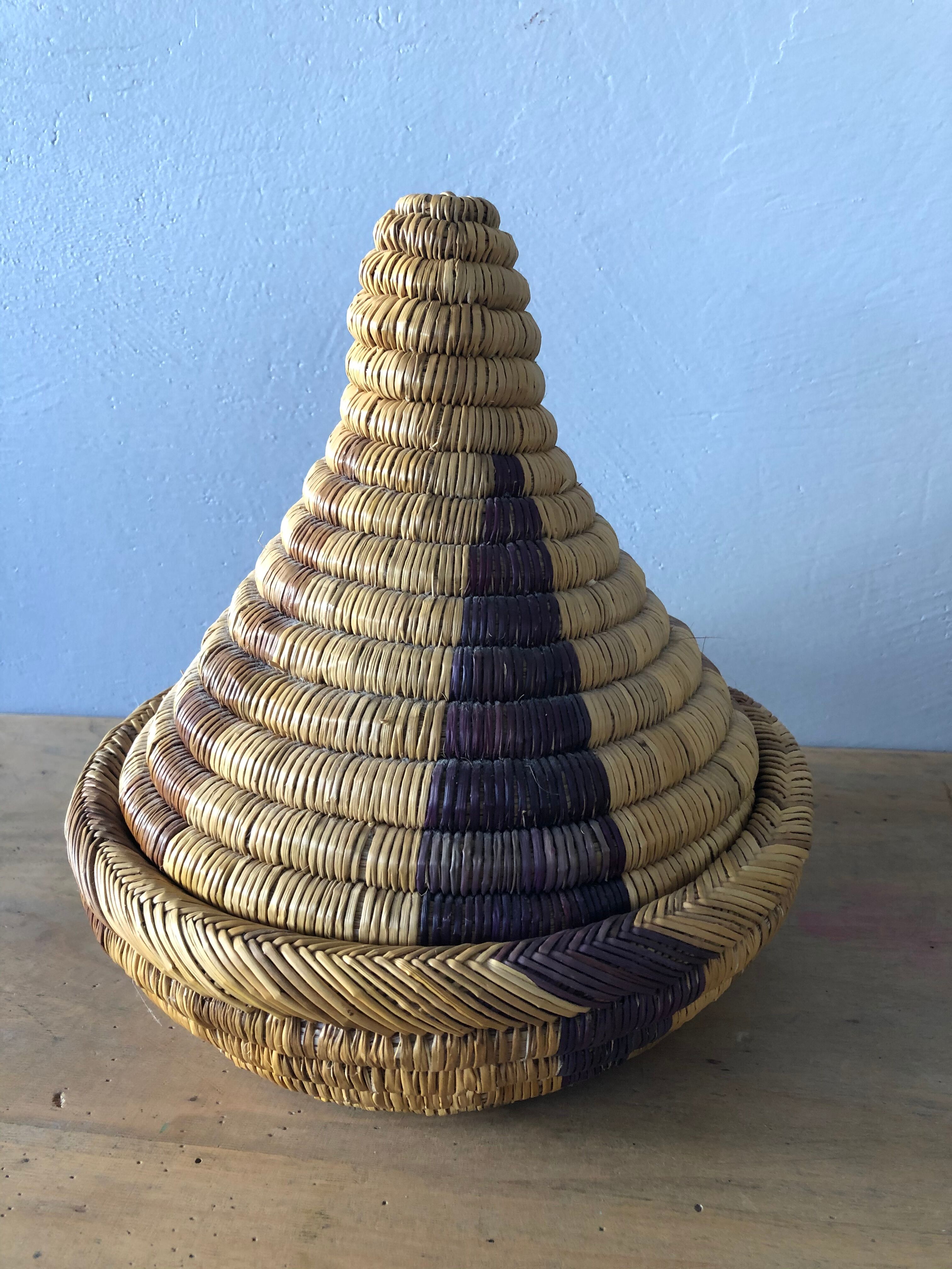 Woven wicker basket