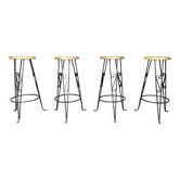 Vintage french wrought iron bar stools, 1960s - set of 4