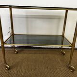 Console / brass and smoked glass tray
