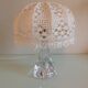 Bedside lamp glass foot and lampshade hook ecru / vintage 60s-70s