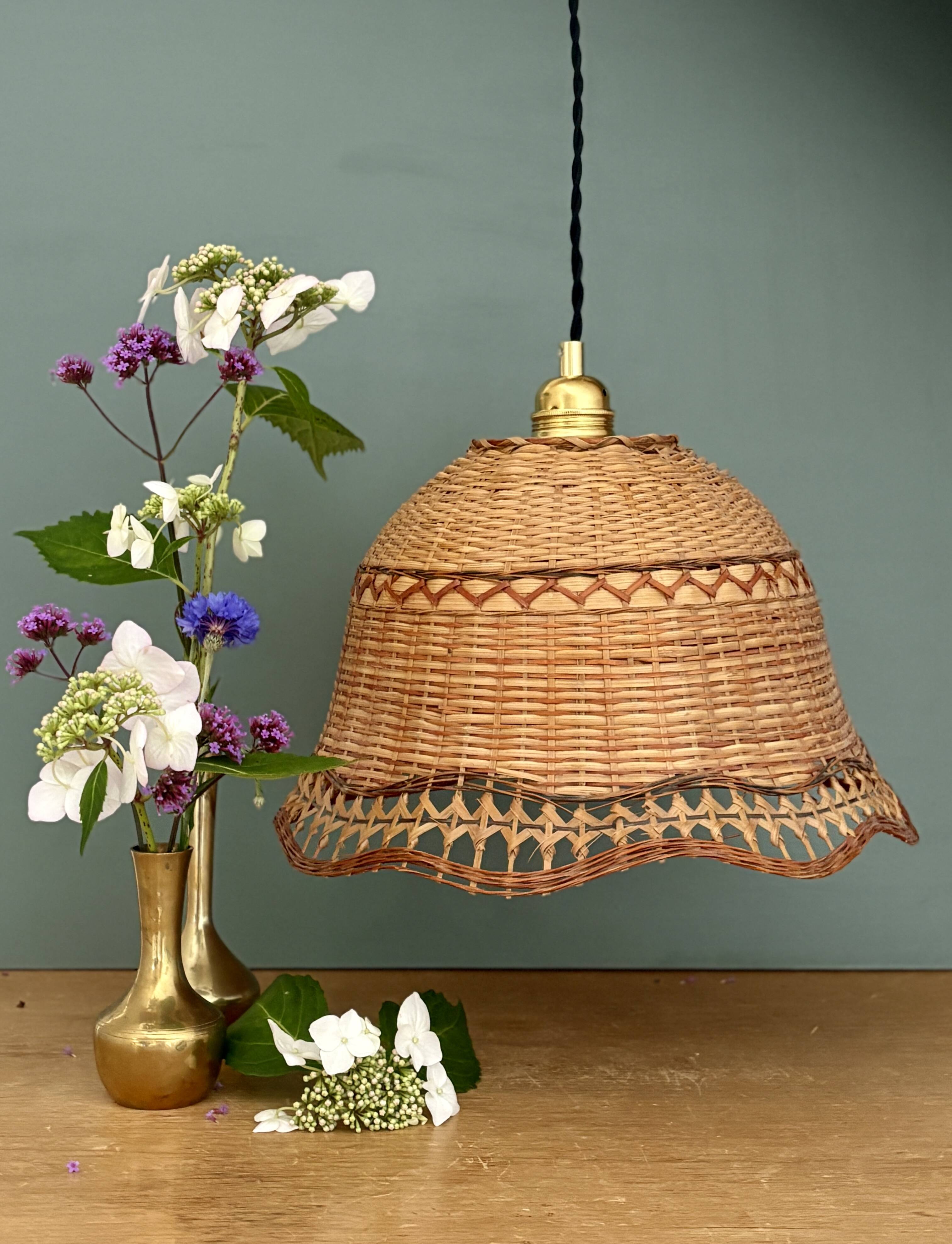Vintage pendant light in natural materials
