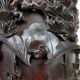 Important high Asian column / saddle in carved wood, circa 1880, Indochina