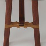 Contemporary handcrafted stool / end table in solid sipo and oak wood