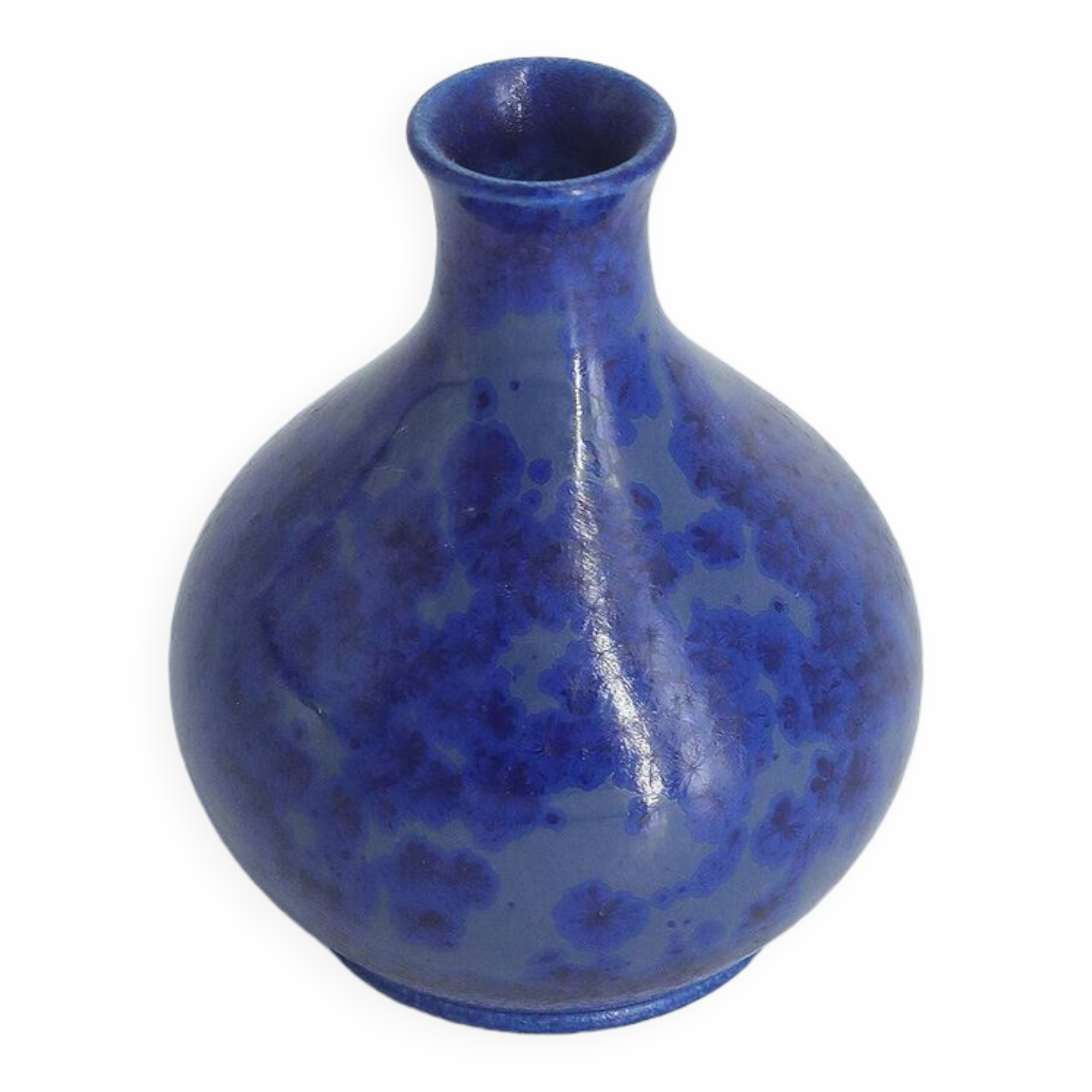Small Mid-Century Scandinavian Modern Collectible Vase in Sapphire Stoneware by Gunnar Borg for Höganäs