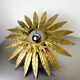 Mid-century modern sunburst light fixture with leaves, French craftsmanship, 1950s