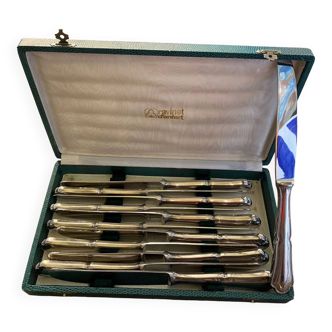 Series of 12 ravinet d'enfer table knives silver metal fillet violin model